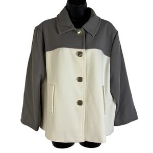 Banana Republic Women's Size XL Colorblock Blazer Jacket‎ Gray Cream Gold Button